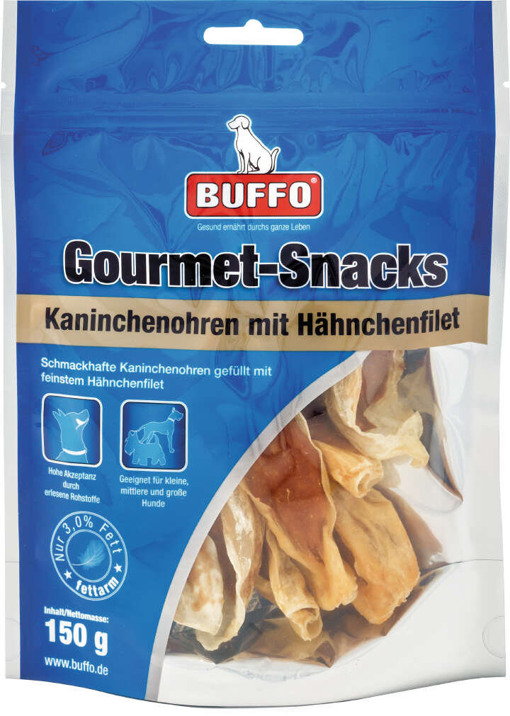 BUFFO Gourmet-Snacks Kaninchenohren mit Hähnchenfilet